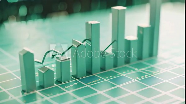 A bar chart displayed on a table, representing data in a visual format, A 3D bar graph descending to show the decrease in the value of money due to inflation
