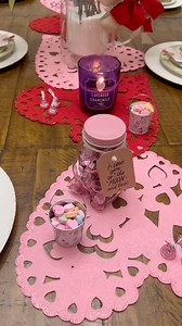 You can create this cute table runner out of Dollar Tree hearts ❤️ 💗💙! #February #diy #diyprojects #homedecoration #HomeDecorInspo #dollartreehaul #dollartreefinds | Creating with Ms Nancy