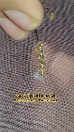How i can stich beads withAari Needle bigners#shortsfeed #embroidery #shorts