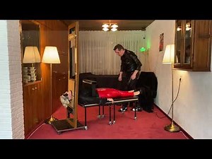 Sawing in half and head chopping blindfolded volunteer from the audience