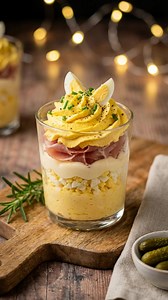 Œufs Mimosa en Verrines Festives — Classiques, Crémeuses & Pleines de Charme 🥚✨ La recette compléte dans le premier commentaire 💬 | Recettes De Tous les Jours