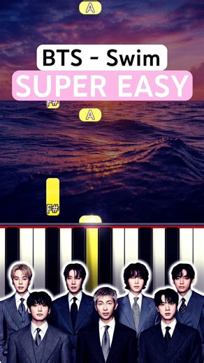 Swim 🌊 (SUPER EASY Piano Tutorial) | BTS | #shorts #piano #tutorial #pianotutorial