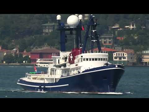 Tugboat converted to Yacht: 1973-built SEA RANGER transits Istanbul en route from Midia to Naples