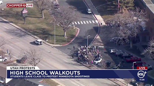 Students along the Wasatch Front walk out of class on Friday in protest of two recent shooting deaths by federal agents in Minnesota. Chopper 5 gets a birds-eye view. | KSL 5 TV