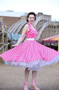 Get swingin' in our Halterneck Circle Dresses and Frothy Petticoats! Dress:www.vivienofholloway.com/women-c70/dresses-c10/1950s-halterneck-circle-dress-c189 Petticoat:www.vivienofholloway.com/women-c70/petticoats-c156 | Vivien of Holloway