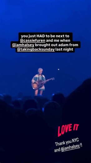 You need to be bringing the same energy as @jennifer.moglia and @cassiefuren into 2026!! Thanks to @iamhalsey and her team for inviting Adam out last night! So much joy at her show. NYC forever. Be back soon! #backtobadlands #specialguest | Taking Back Sunday