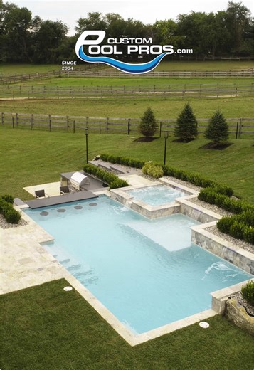 From vision to reality ✨ Watch your backyard transform just like this one with a new pool from us! Warm weather is coming quick so get started today! #pooltok #beforeandafter #backyardtransformation #custompool #poolbuilders