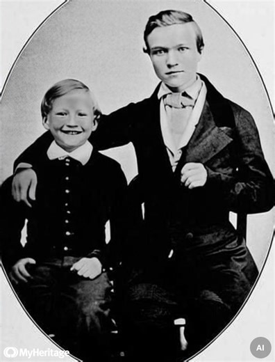 Bringing a bit of cheekiness to an old photo of Andrew and Tom Carnegie. 😁 Andrew Carnegie, the famed steel magnate, had a complex and close but sometimes tense relationship with his younger brother, Thomas Morrison Carnegie. Tom was eight years younger, and together they emigrated from Dunfermline to America with their family, facing difficult circumstances in Pittsburgh as children. As adults, Andrew often placed Tom in important business positions, notably co-founding the Edgar Thomson Steel