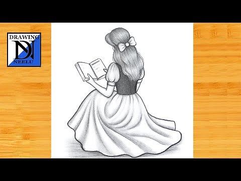 How to draw a Sitting Girl Reading Book || Pencil sketch for beginner || Girl drawing || Girl sketch