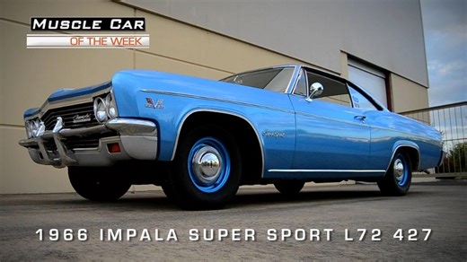 The Chevrolet Impala Super Sports have always been big in size, long on style, and strong in performance. This week, we're featuring a special Super Sport... a beautiful Marina Blue 1966 Impala Super Sport featuring the new-for-'66 427 in the hottest-available L72 trim. This high-compression Turbo Jet big block was rated at 425 HP and is coupled to a close-ratio 4-speed stick transmission, and is willing to burn the tires for miles. Inside, the parchment white bucket seat interior features a ful