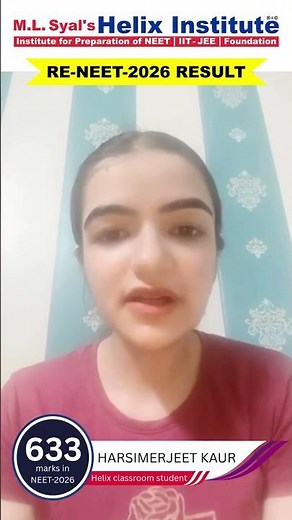 Faridkot's Pride! 🌟 Harsimerjeet Kaur Scores 633 in NEET 2026! 🔥 #neet #neet2026