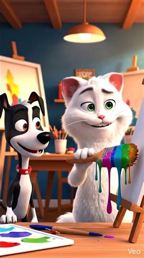 🎨 Whisker & Buddy: Invisible Paint Disaster! | Funny Cartoon Shorts for Kids 🐱🐶