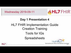 Spreadsheets - FHIR Implementation Guide Training