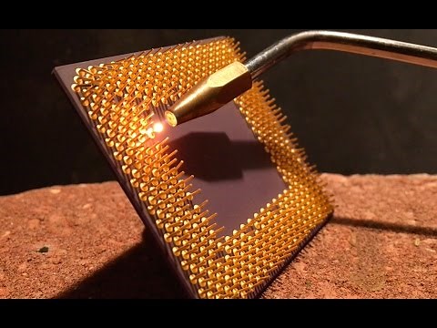 Melting Gold Plated Pins On A Computer CPU