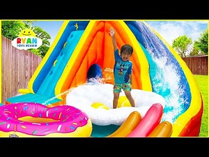 Ryan Pretend Play with Giant Trampoline Toys!! - Videos For Kids