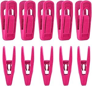 10 Pcs Velvet Hangers Clips Non-Slip Clothes Pins Set Slim Line Strong Finger Clips Removable Trouser Clip for Fixing Pants Skirt Cloth Hangers (Rose)