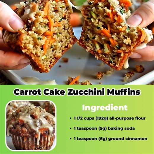 Carrot Cake Zucchini Muffins Ingredients: 1 1/2 cups (192g) all-purpose flour 1 teaspoon (5g) baking soda ... | Thriving Recipes
