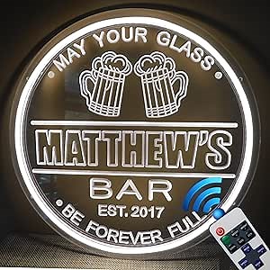 Custom LED Neon Bar Signs-Personalized Man Cave Gift for Basement Wet Bar Wall Decar- Home Party Neon Light Up Signs for Him, Husband, Dad (BEER MUGS)