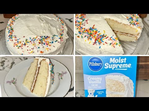 Semi-Homemade Vanilla Cake - Vanilla Cake Recipe Using A Box Cake Mix - Cake Mix Hacks 🍰 
