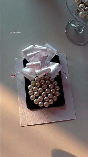 Easy Christmas Card DIY 🎄 Aesthetic Handmade Card with Pearls Bows & Bells | Christmas Craft Ideas