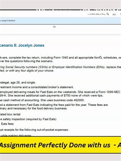 VITA 2025 Advanced Scenario 8 – Jocelyn Jones | Full Walkthrough | Step-by-Step Solution If you are struggling with VITA 2025 Advanced Scenario 8 – Jocelyn Jones, this video provides a complete step-by-step walkthrough designed specifically for accounting, taxation, and business students. In this video, I explain: ✔️ How to correctly solve VITA 2025 Advanced Scenario 8 ✔️ Detailed breakdown of Jocelyn Jones tax scenario ✔️ Common mistakes students make in VITA Advanced scenarios ✔️ Exam-focused 
