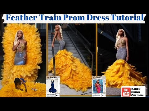 Feather Train Prom Dress Tutorial!!! How to Glue on Feathers!