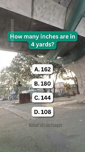 Test your math skills: How many inches in 4 yards? 🤔 #BrainTeaser #Search #PuzzleChallenge | Kunal's Brainteaser