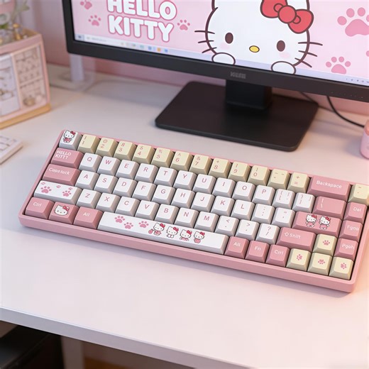 Hello Kitty Themed Custom Keycaps Set | 126 Keys | Cherry MX Compatible | Fits 60-100 Layouts | Cute Pink Anime Keyboard Caps - Etsy