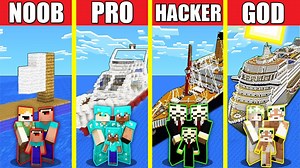 Minecraft Battle: BOAT HOUSE BUILD CHALLENGE – NOOB vs PRO vs HACKER vs GOD / Animation SHIP YACHT