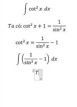 Toán 12: Nguyên hàm - ∫ cot^2 ⁡x dx - #Antiderivative #Nguyenham #ToanLop12