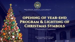 The Philippine Normal University, the National Center for Teacher Education, proudly kicks off the Christmas season with the annual Lighting of Christmas Symbols 2025, themed “Pasasalamat at Pagpupunyagi.” This cherished tradition brings the PNU community together to celebrate gratitude, unity, and shared achievements while lighting up the campus with warmth and hope for the season. Join us on December 1, 2025, at 5:00 PM at PNU Manila as we welcome the holiday season with lights, reflection, an