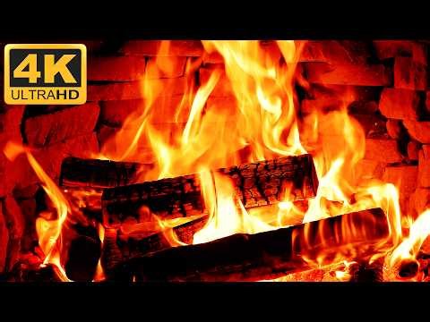 🔥 Ultra 4K HD Fireplace at Night 🔥 Crackling Burning Fire Sounds 10 Hours | Fireplace Ambience