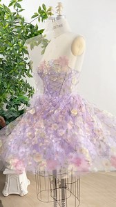 Strapless corset floral embroidery mini lavender dress for prom, homecoming, wedding party….special occasions. #dress #fashion #wedding #bridal #gown #fashiondesigner | Miss Jophiel