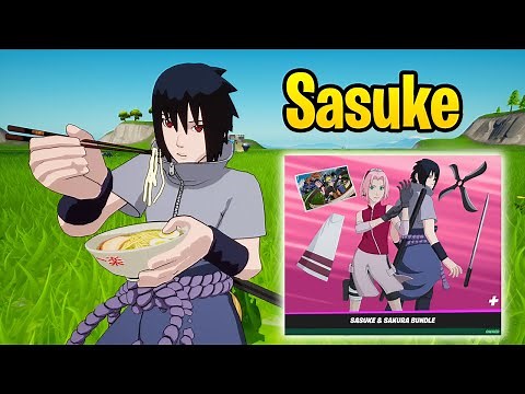 Sasuke Skin Gameplay + Review in Fortnite (Naruto Crossover)