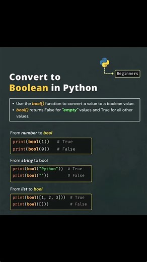 Convert to Boolean in Python #shorts #python #ytshorts
