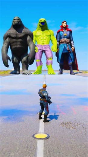 Random Superheroes VS Giant Hulk & Giant Dr. Strange #gta #shorts