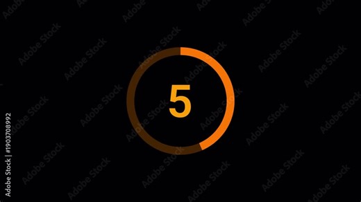 Simple countdown timer animation from 10 seconds to 0 seconds on a transparent background with alpha channel.4k video