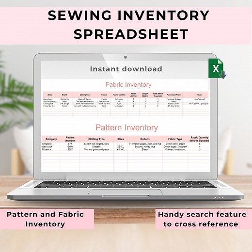 Sewing Inventory Spreadsheet Excel Fabric Tracker for Sewing Pattern Record Template Fabric Stash Log Sewing Small Business Management - Etsy