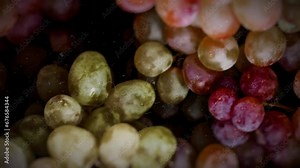 Stop motion animation pattern of grapes A lot of of fresh grapes in stop motion, Top View Closeup Background