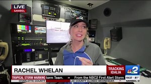 ICYMI: More Hurricane #Idalia coverage from Sanibel Island Tuesday night. I had to report inside our satellite truck because it was too dangerous to be outside. Shortly after this we had to move to higher ground. | Rachel Whelan