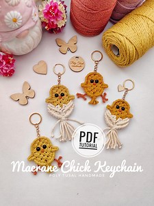 PDF Tutorial Macrame Chick Keychain, Easter Chicken DIY Pattern, Step-by-step Bird Keyring Guide, Car Hanger Idea, Poly Tusal Masterclass - Etsy Australia
