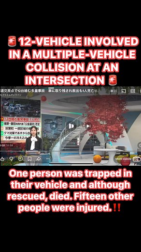 🚨12-VEHICLE MULTIPLE-VEHICLE COLLISION AT INTERSECTION🚨 One person was trapped in their vehicle and, although rescued, died. Fifteen other people were injured.‼️📍Kakogawa, Hyogo📅 November 4, 202512-vehicle multi-vehicle collision at a national highway intersection: one person trapped in their vehicle, rescued, and 15 injured.A 12-vehicle collision occurred on a national highway in Kakogawa City, Hyogo Prefecture. One person was trapped in their vehicle and, although rescued, died. Fifteen ot