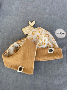 Bonnet réversible pour bébé - Chapeau bébé caramel à motif citron - Cadeau pour les nouveau-nés et les enfants jusqu'à 18 mois - Etsy France