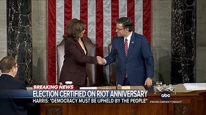 President-elect Donald Trump's win was officially certified by lawmakers in a joint session of Congress. Vice President Kamala Harris, who was defeated by Trump, presided over the ceremony as president of the Senate. Rachel Scott reports on Capitol Hill. https://abcnews.link/lwoOlYU | ABC World News Tonight with David Muir