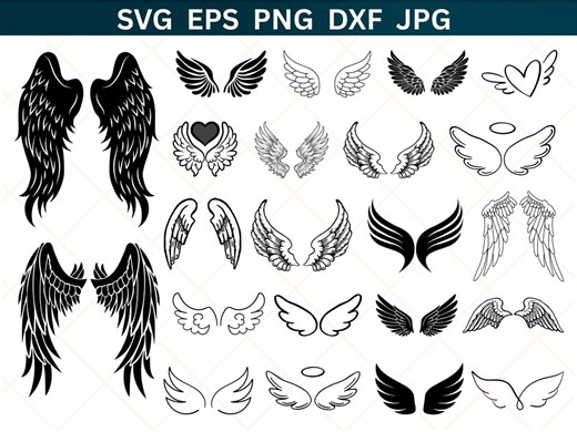 Angel Wings SVG Bundle, Vector Cut Files (instant Download) - Etsy