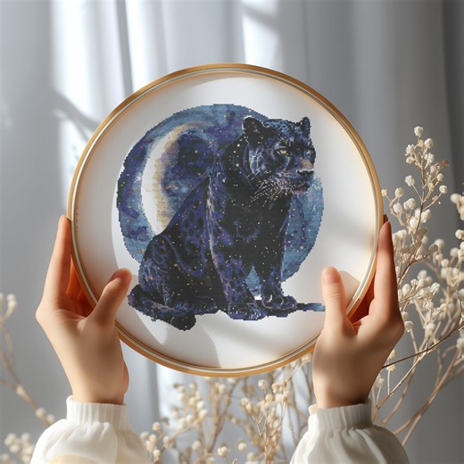 Counted Cross Stitch Pattern PDF With Black Panther, Cougar Cross Stitch Design, Modern Cross Stitch Art, Embroidery Patterns - Etsy