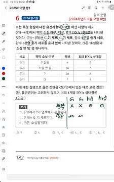 [생명과학1] 2024학년도 6월 평가원 8번(감수분열) 문제 풀이(후곡 소수과학학원) #생명과학1 #평가원기출 #감수분열