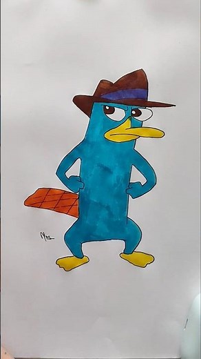 Agent P Colour Drawing | Perry The Platypus drawing #colourdrawing ‪@onepencilsketches‬
