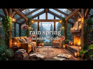 🌧️Smooth Rain Happy Spring Jazz on Rainy Forest (NO MID-ROLL ADS) Gentle Rain for Relaxation & Focus