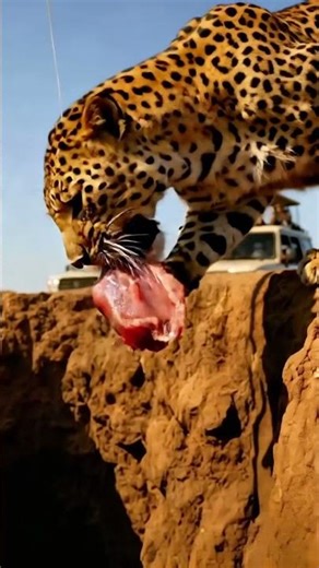 Will the leopard touch the bait… or retreat in caution? 🐆👉🥩❓